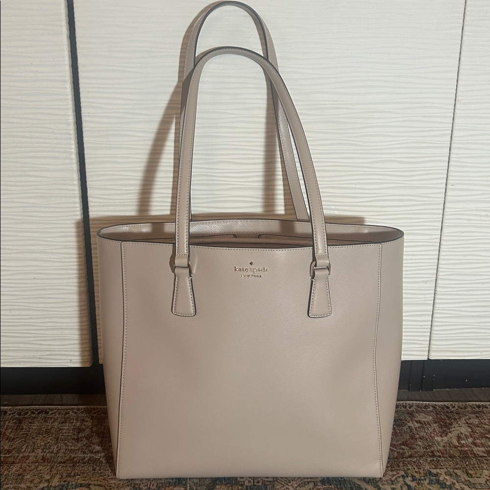 Kate Spade Beige Leather Tote with Dual Straps